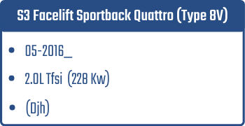 S3 Facelift Sportback Quattro (Type 8V)  | 05-2016_  | 2.0L Tfsi 228 Kw (Djh)