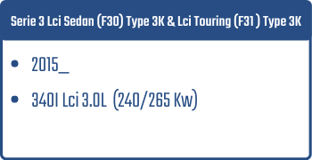 Serie 3 Lci Sedan (F30) Type 3K & Lci Touring (F31 ) Type 3K  | 2015_  | 340I Lci 3.0L 240/265 Kw