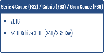 Serie 4 Coupe (F32) / Cabrio (F33) / Gran Coupe (F36)  | 2016_  | 440I Xdrive 3.0L 240/265 Kw