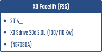 X3 Facelift (F25) | 2014_  | X3 Sdrive 20d 2.0L 100/110 Kw (N57D30A)