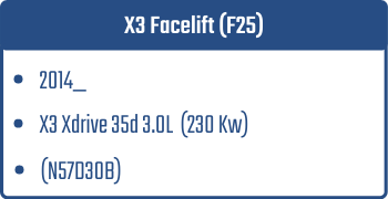 X3 Facelift (F25) | 2014_  | X3 Xdrive 35D 3.0L 230 Kw (N57D30B)